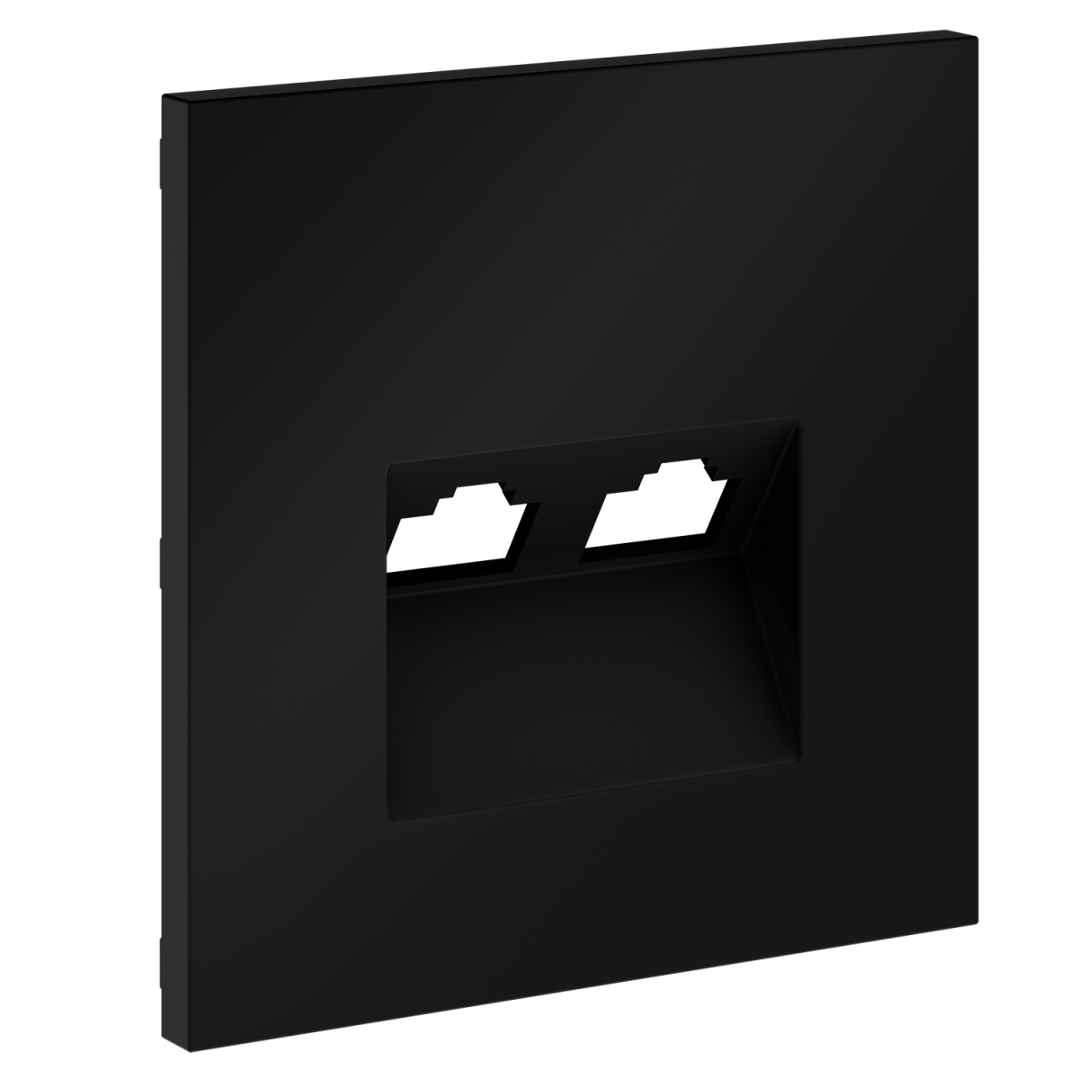 Накладка для розетки компьютерной двойной RJ45+RJ45 кат.6 Voltum S70 (черный матовый) VLS001408