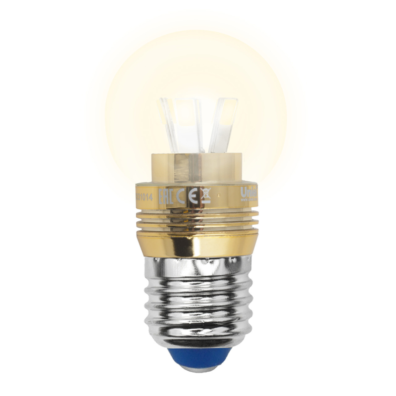Лампа светодиодная (10063) Uniel E27 5W 3000K прозрачная LED-G45P-5W/WW/E27/CL ALC02GD