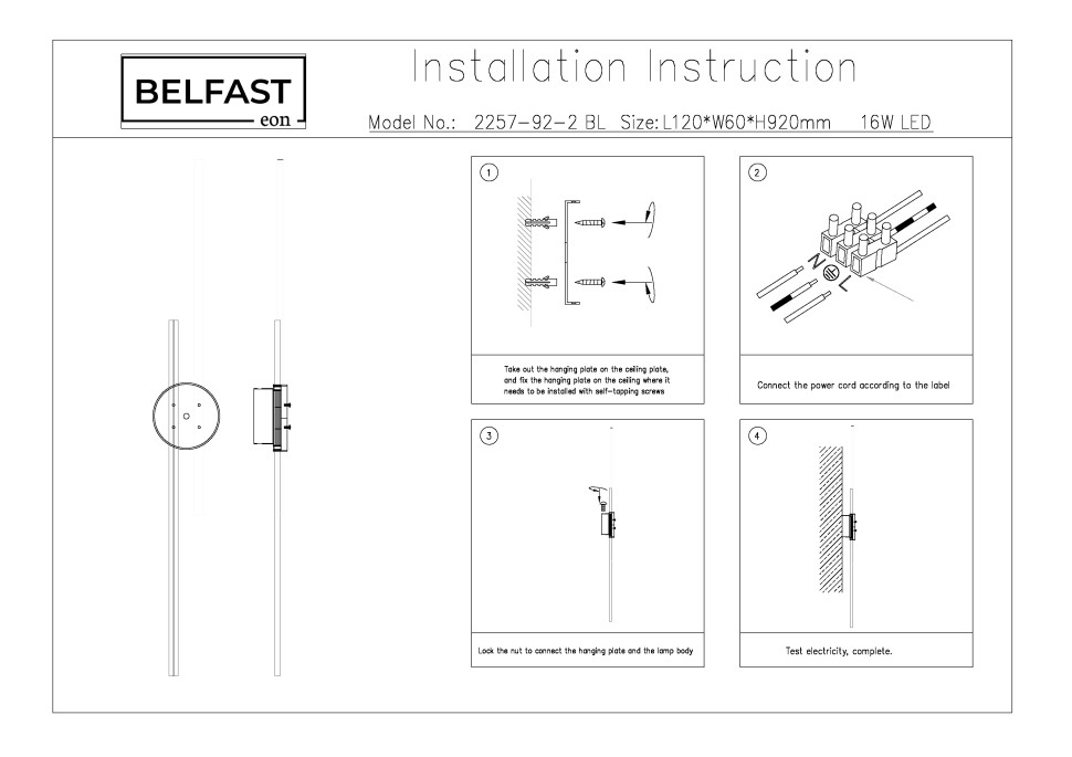Настенный светильник Belfast Medway 2257-92-2 BL