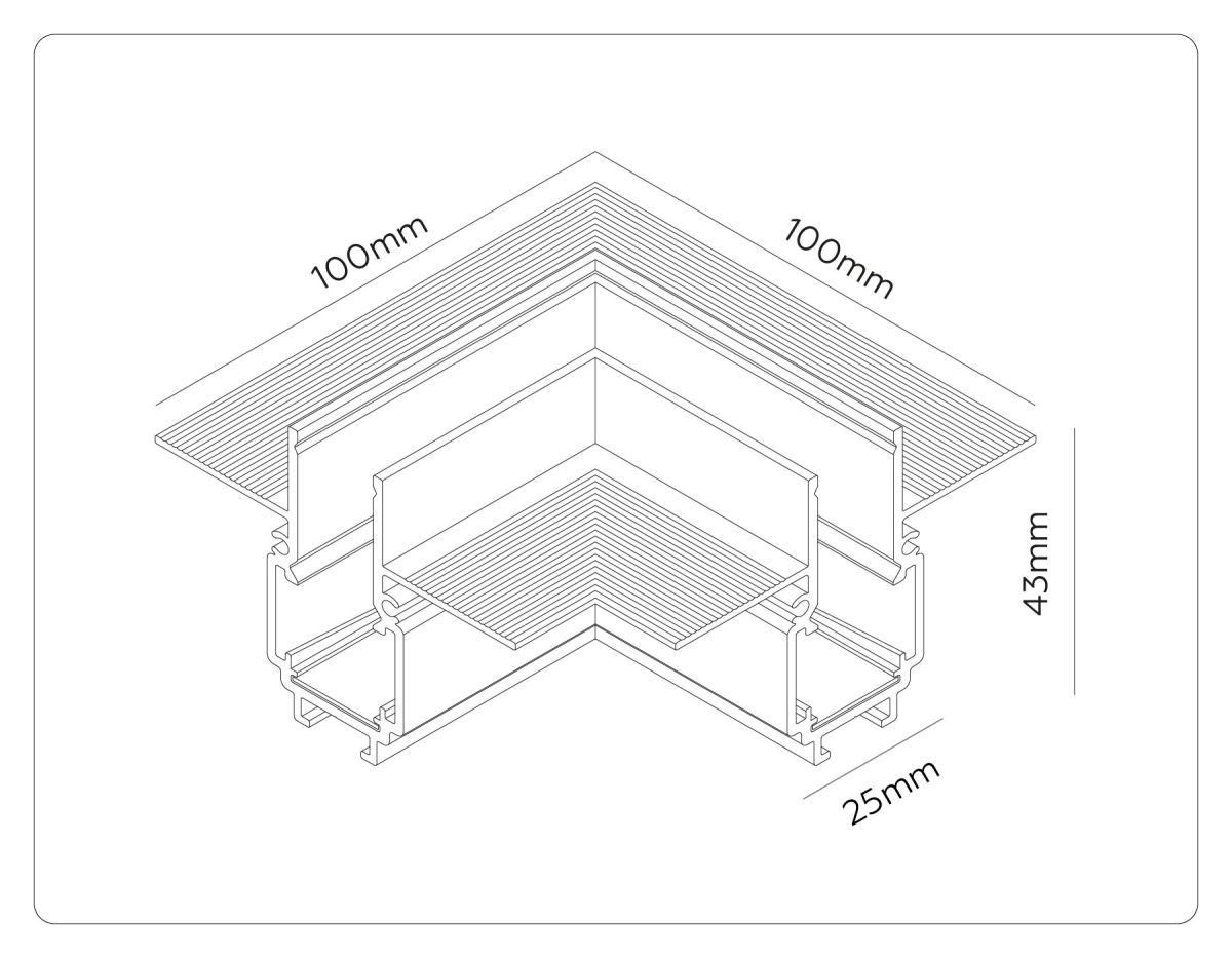 Коннектор угловой для встраиваемого магнитного шинопровода Ambrella Light Track System GL1971