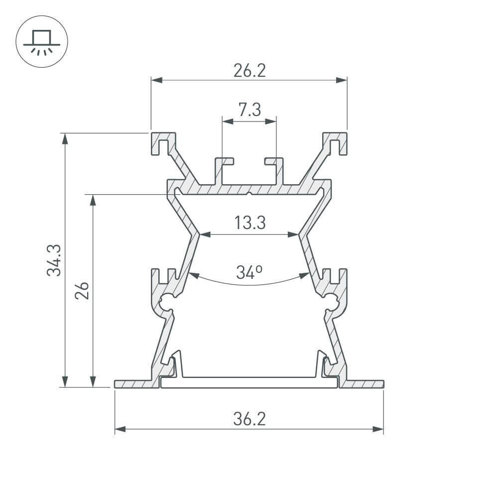 Профиль Arlight ALU-WIDE-FL-H35-2000 ANOD+FROST 027887