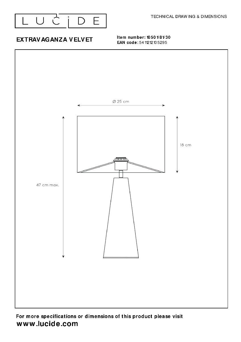 Настольная лампа Lucide Extravaganza Velvet 10501/81/30