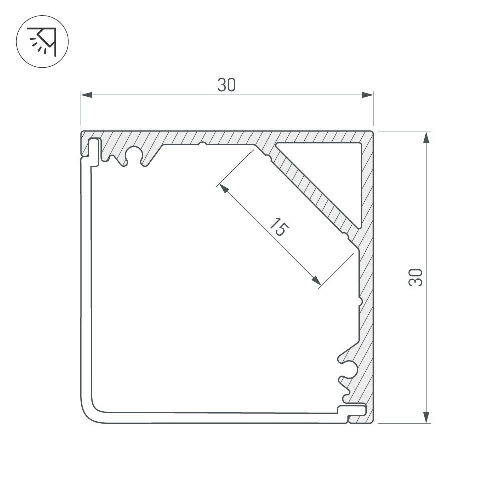 Профиль Arlight SL-KANT-H30-3000 ANOD 046182