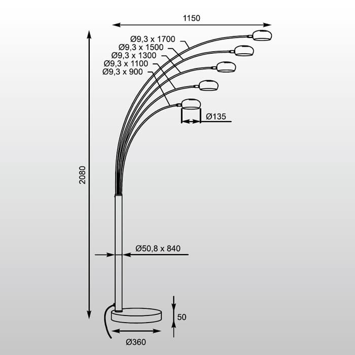 Торшер Zumaline BRANCA TS-5805-BKGO