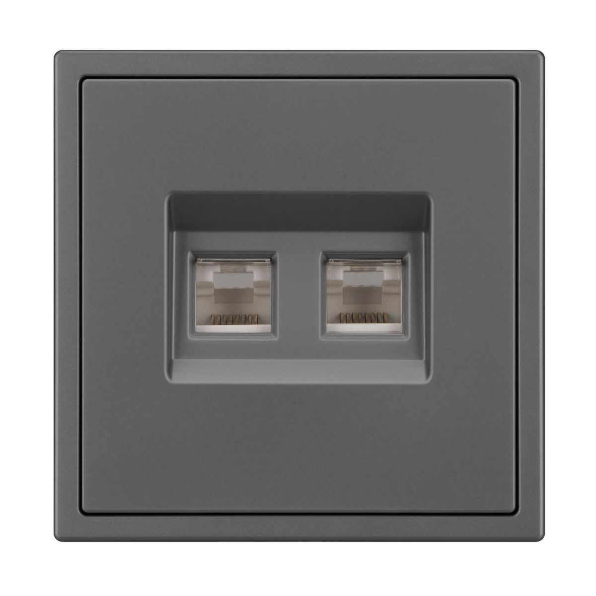 Механизм сдвоенной телефонной розетки Arlight SCT-NOBE-MTL2-SFPL-GR (RJ-11, 4C) (Серый базальт) 054311