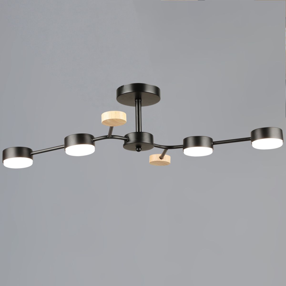 Люстра на штанге Reluce 03860-0.3-04 BK+WOOD GX53