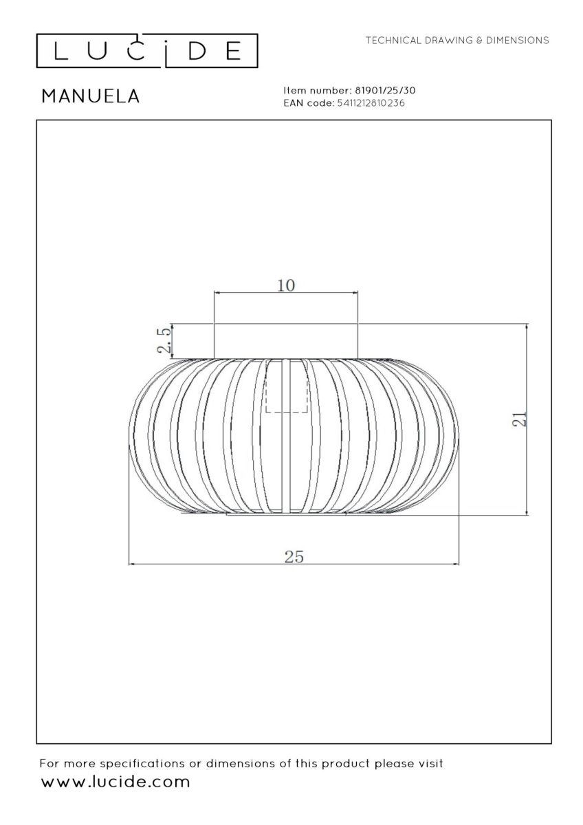 Потолочный светильник Lucide Manuela 81901/25/30
