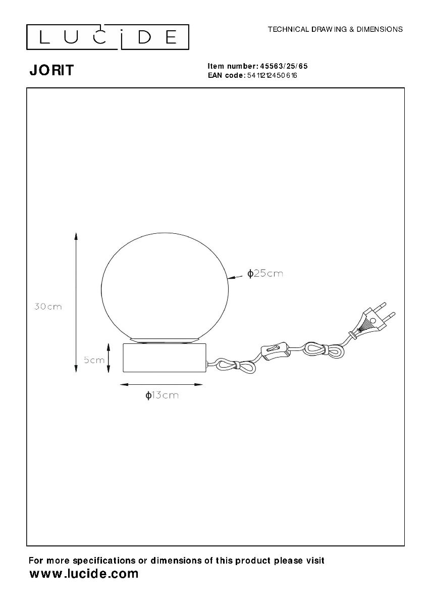 Настольная лампа Lucide Jorit 45563/25/65