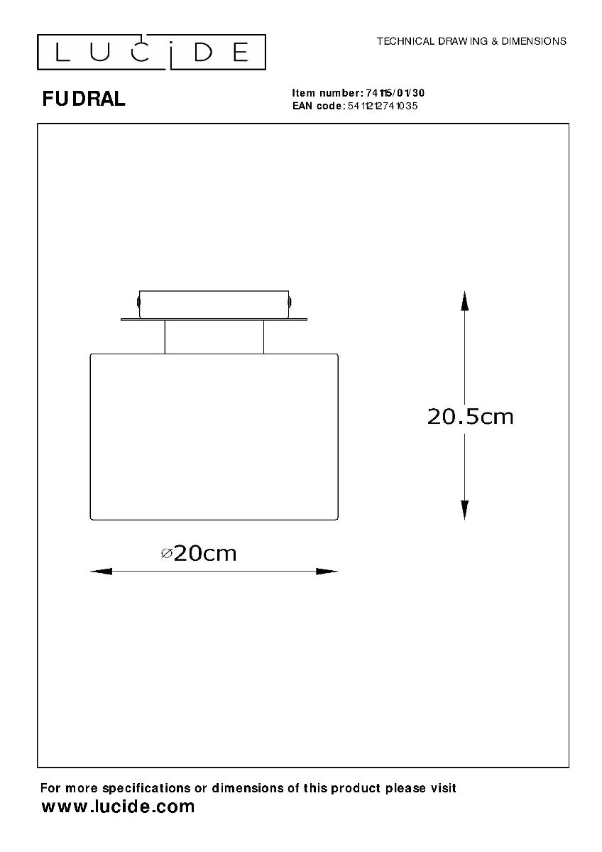 Накладной светильник Lucide Fudral 74115/01/30