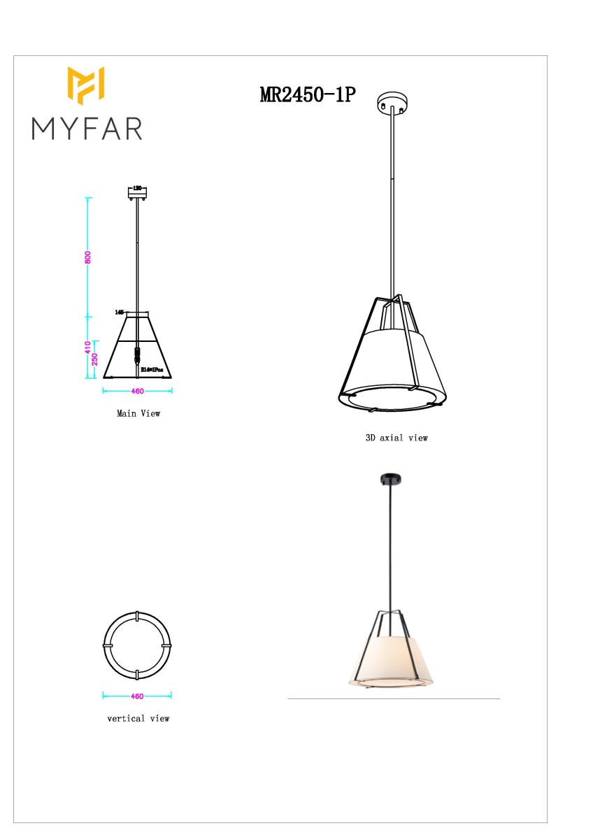 Люстра на штанге Myfar Finn MR2450-1P