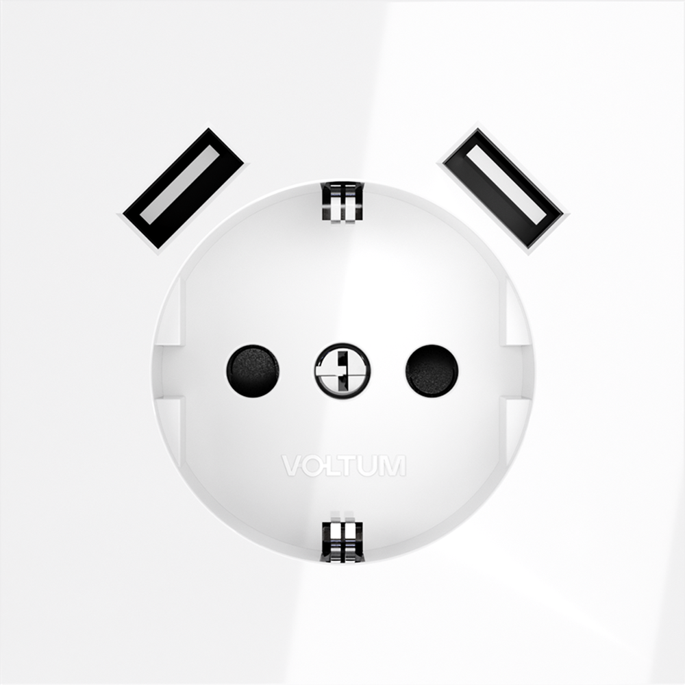 Розетка с USB, А+А Voltum S70 VLS040401 (белый глянцевы