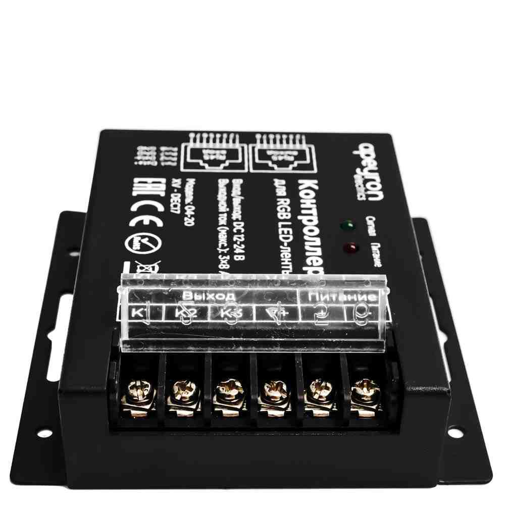 Контроллер RGB Apeyron 12В/24В 288Вт/576Вт 3 канала*8А пульт easy control 04-20