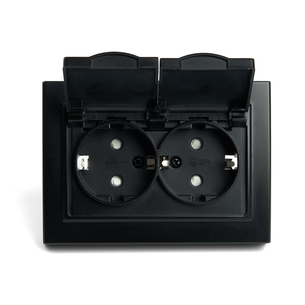 Розетка 2-местная с/з с крышкой Stekker Эрна PST16-9015-03 49138