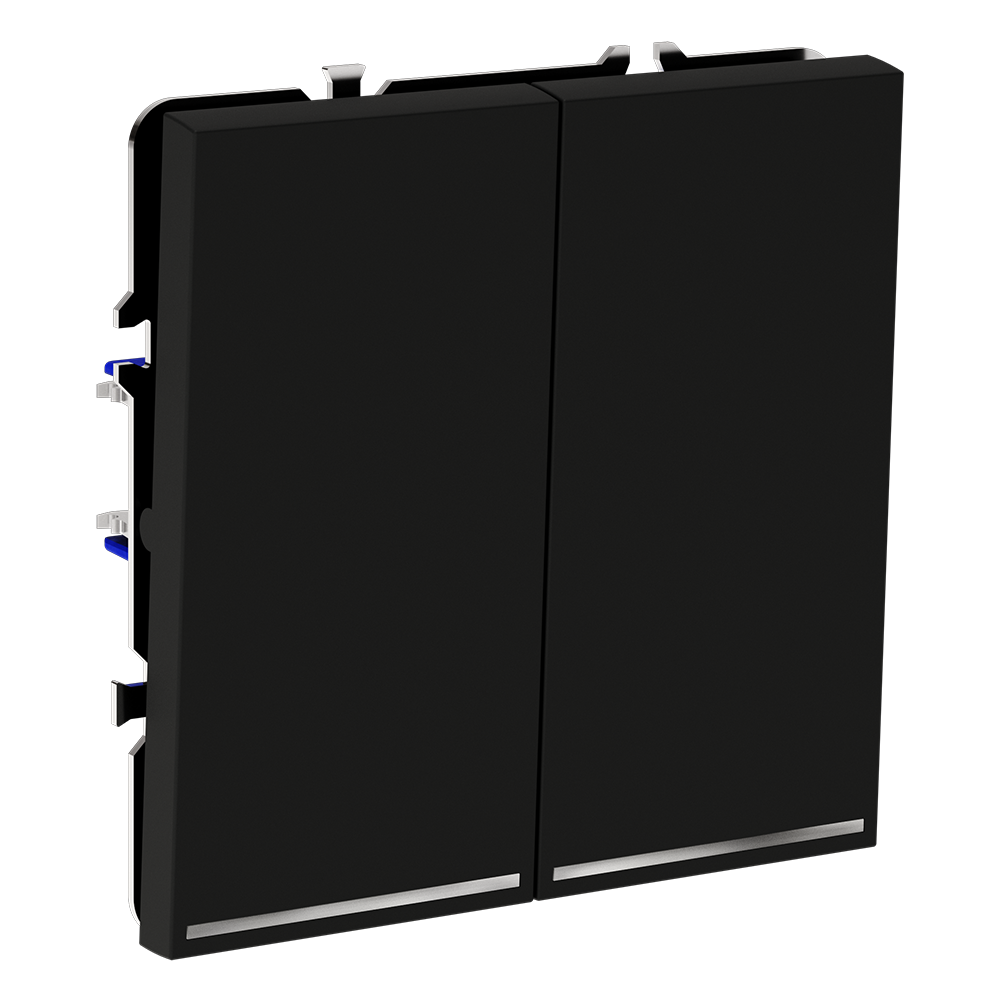 Проходной переключатель двухклавишный с подсветкой Voltum S70 VLS020408 (черный матовый)