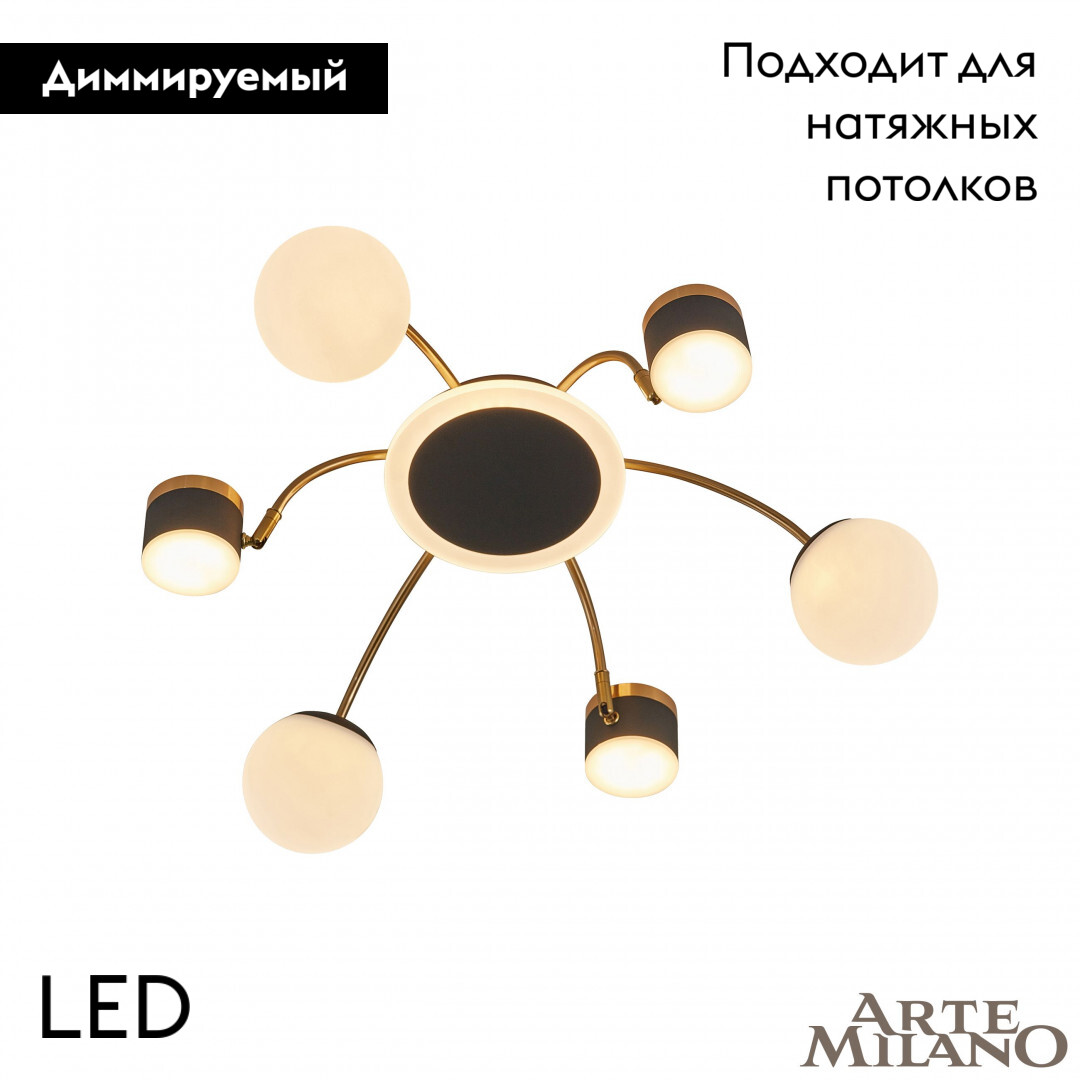 Потолочная люстра Arte Milano 272040/6 BK/GD