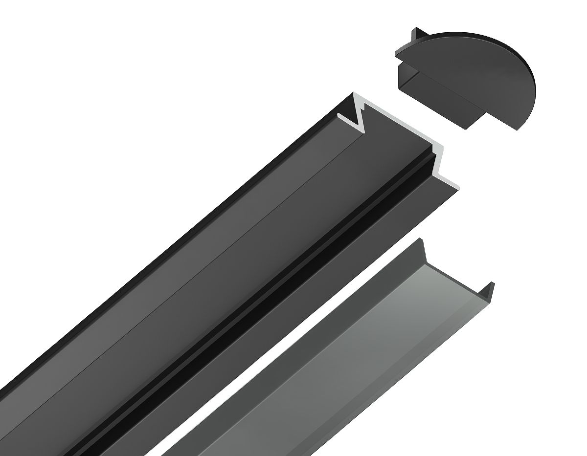 Алюминиевый встраиваемый профиль Ambrella Light Alum Profile GP1001BK/BK