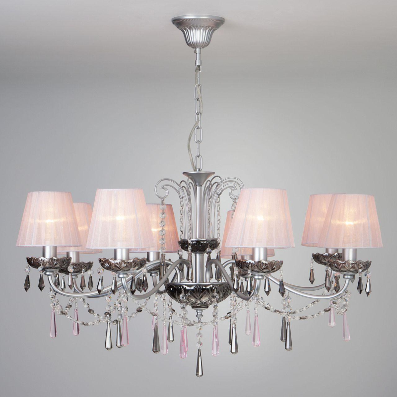 Подвесная люстра Eurosvet Rosetta 10086/8 серебро/дымчатый хрусталь Strotskis