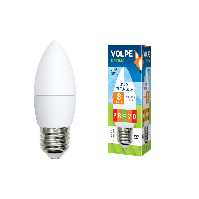 Лампа светодиодная (UL-00001768) Volpe E27 8W 4000K матовая LED-C37-8W/NW/E27/FR/O