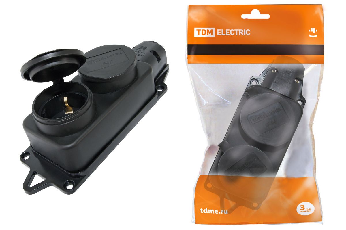 Розетка двухместная с заглушками TDM Electric SQ0612-0010