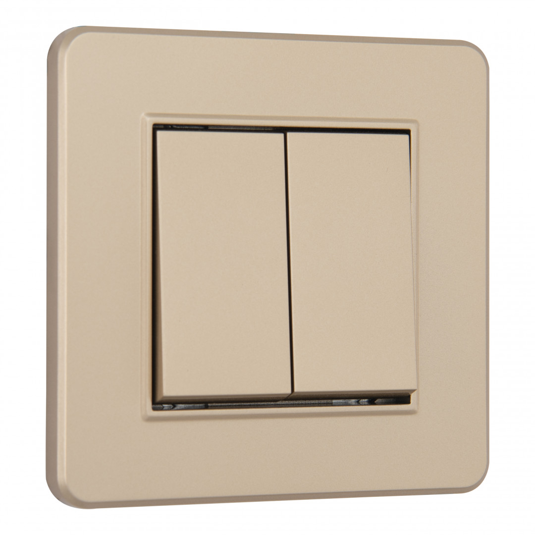 Выключатель двухклавишный Arte Milano SET16-1-30-2 shampan