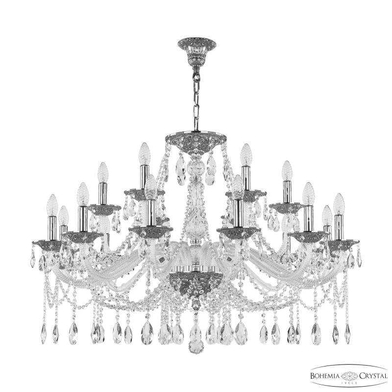 Подвесная люстра Bohemia Ivele Crystal 1607/12+6/360 Ni