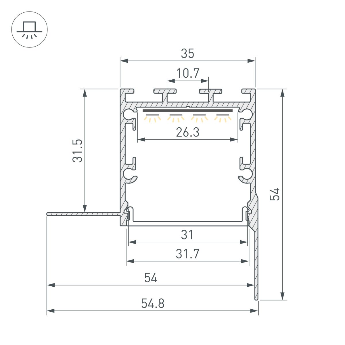 Профиль Arlight LINIA32-FANTOM-EDGE-2000 ANOD (Алюминий) 056263