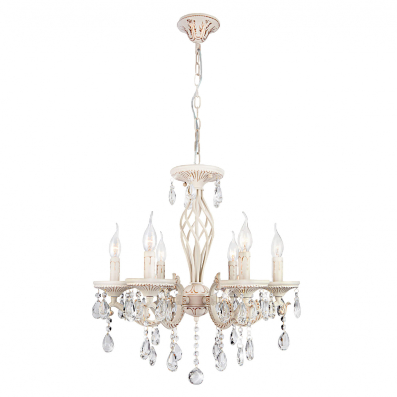 Подвесная люстра Eurosvet Lia 3585/6 белый/прозрачный хрусталь Strotskis