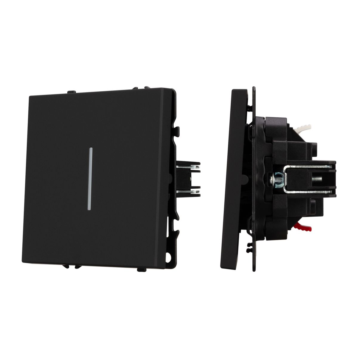 Выключатель проходной 1 кл подсветка софт-тач черный оникс Arlight SWT-MKP1-SFPL-L-BK (250V, 10A) 054261(1)