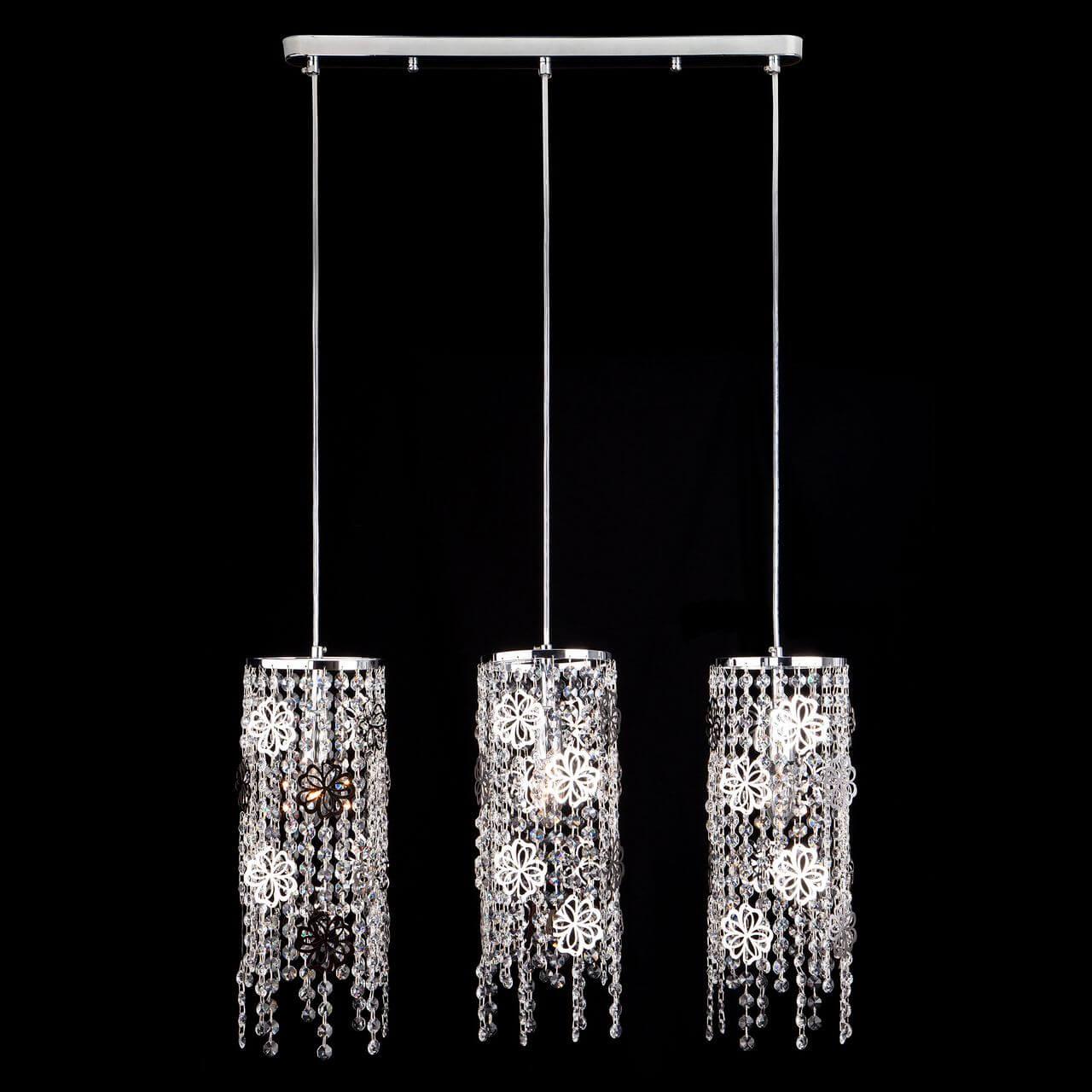 Подвесной светильник хрустальный Eurosvet Flower 10083/3 хром/прозрачный хрусталь Strotskis