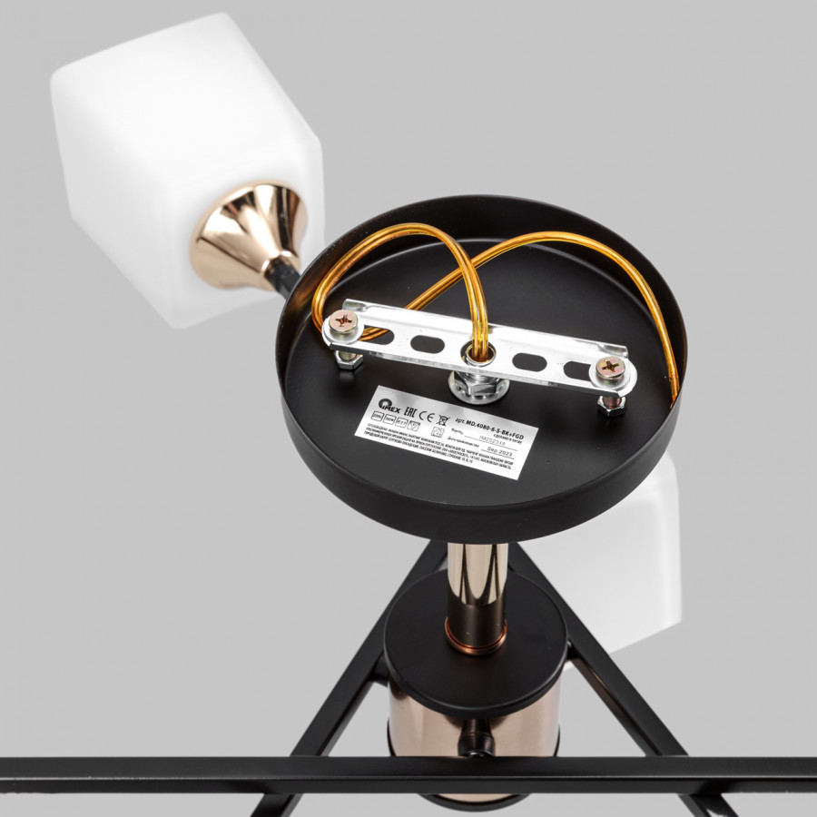 Люстра на штанге IMEX MD.4080-6-S-BK+FGD