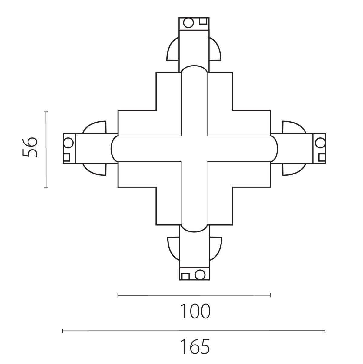 Соединение крестовое встраиваемое с подводом питания к треку 5030xx-R Lightstar Quattro 503146-R