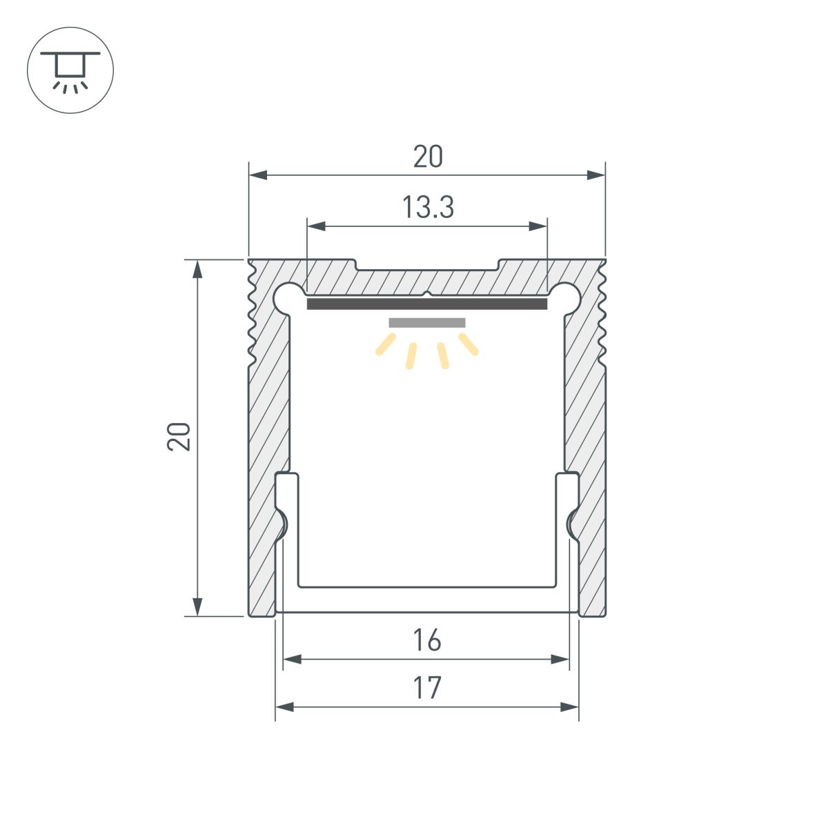 Профиль Arlight SL-SLIM20-H20-3000 ANOD (BY) (Алюминий) 061370