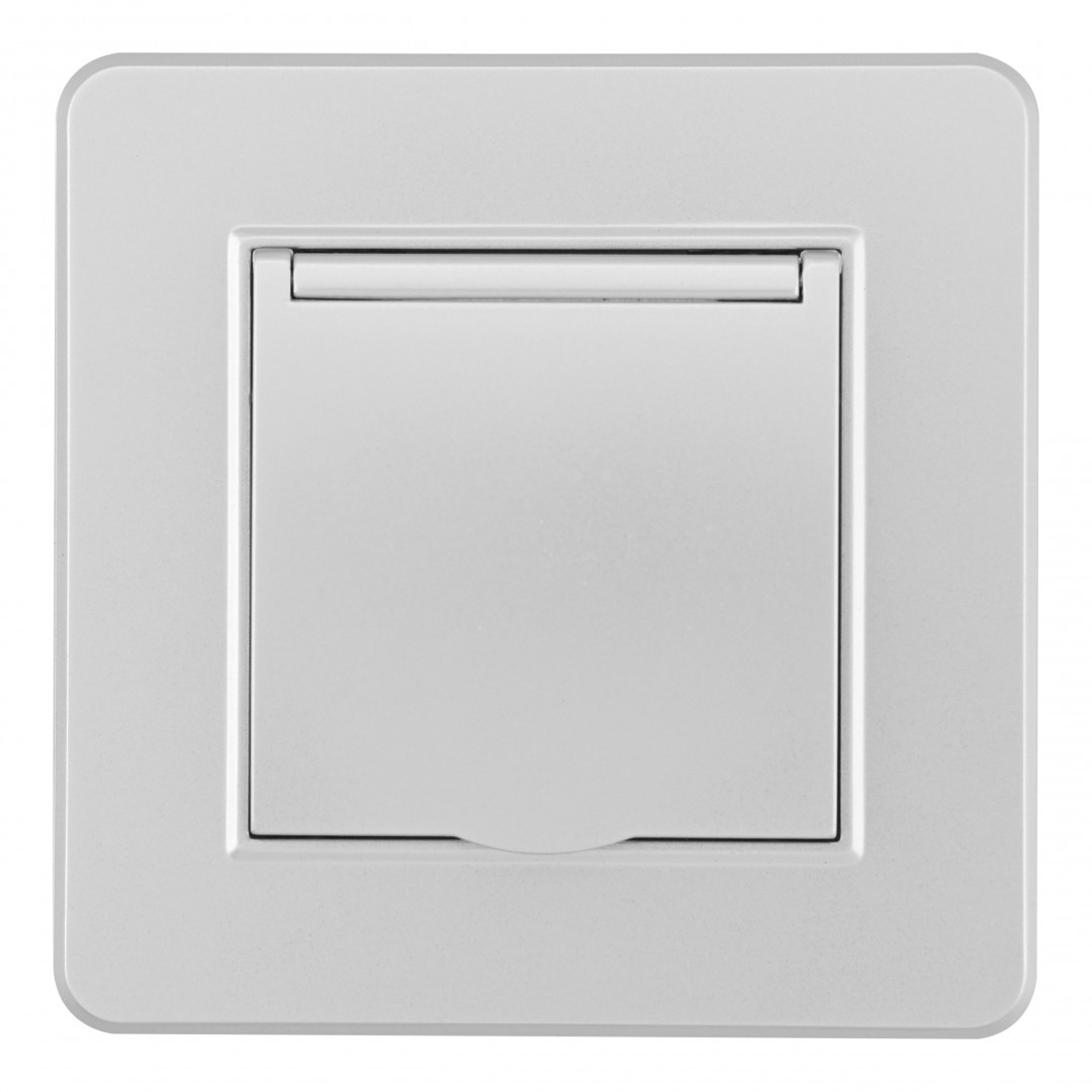 Комплект розетки с/з и шторками, защитной крышкой и рамкой Arte Milano SET16-1-41-1 silver