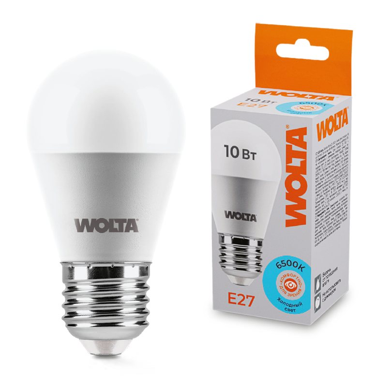 Светодиодная лампа WOLTA 10Вт 6500K E27 груша матовая 25W45GL10E27