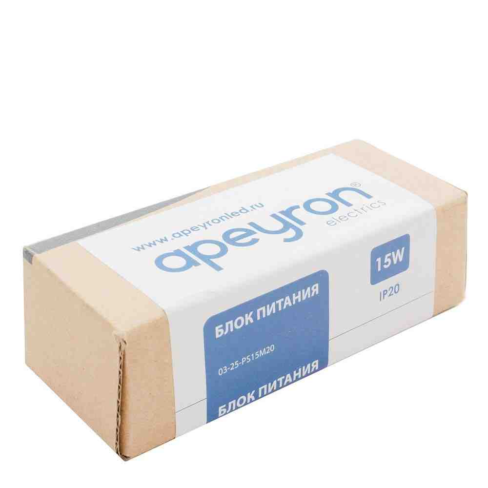 Блок питания (слим) Apeyron 15Вт DC12В 1.25А IP20 03-25