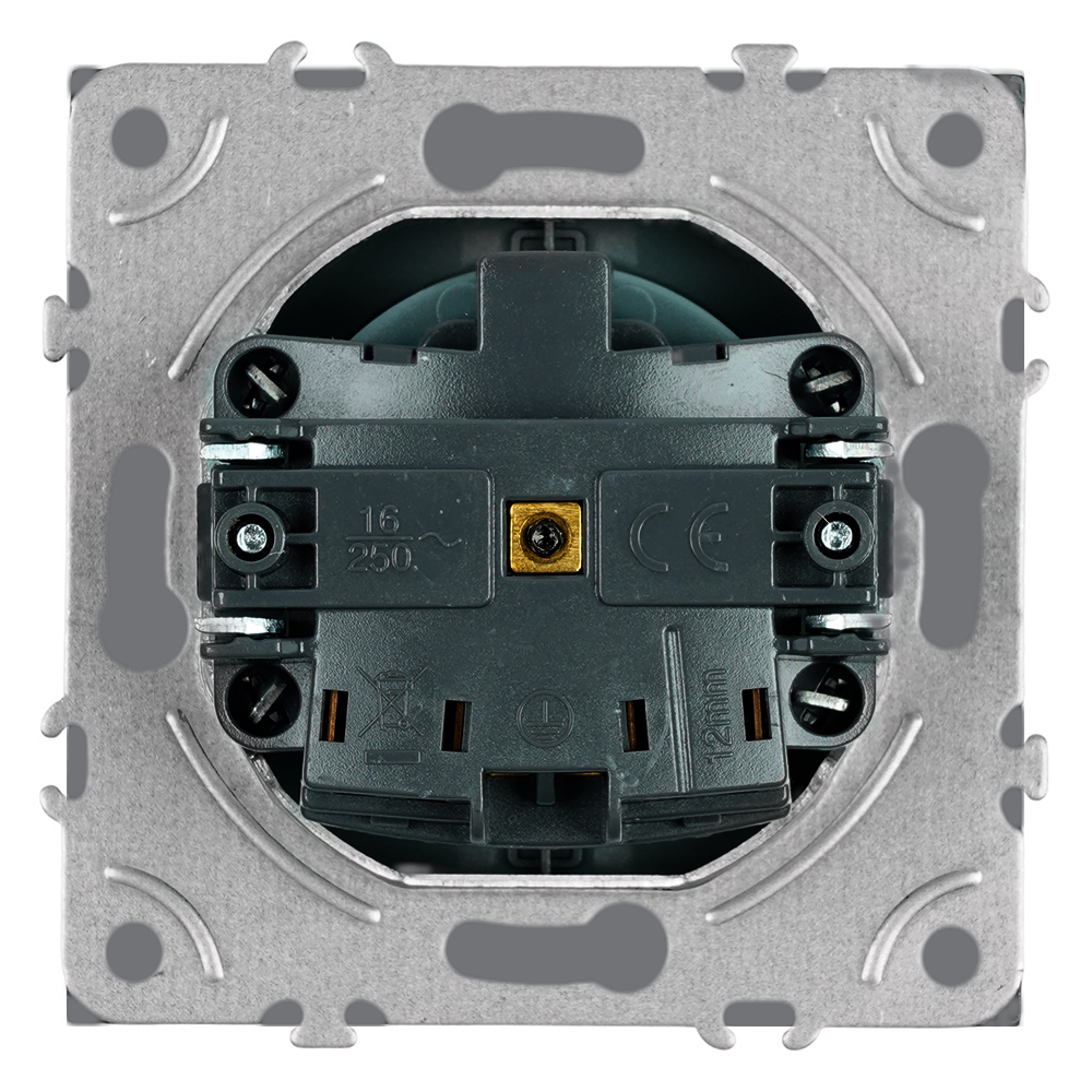 Розетка 1-местная с з/ш с/з (механизм) СЗК Stekker Эмили 250В 16А RST16-5110-10ZK платиново-серый soft touch 50243