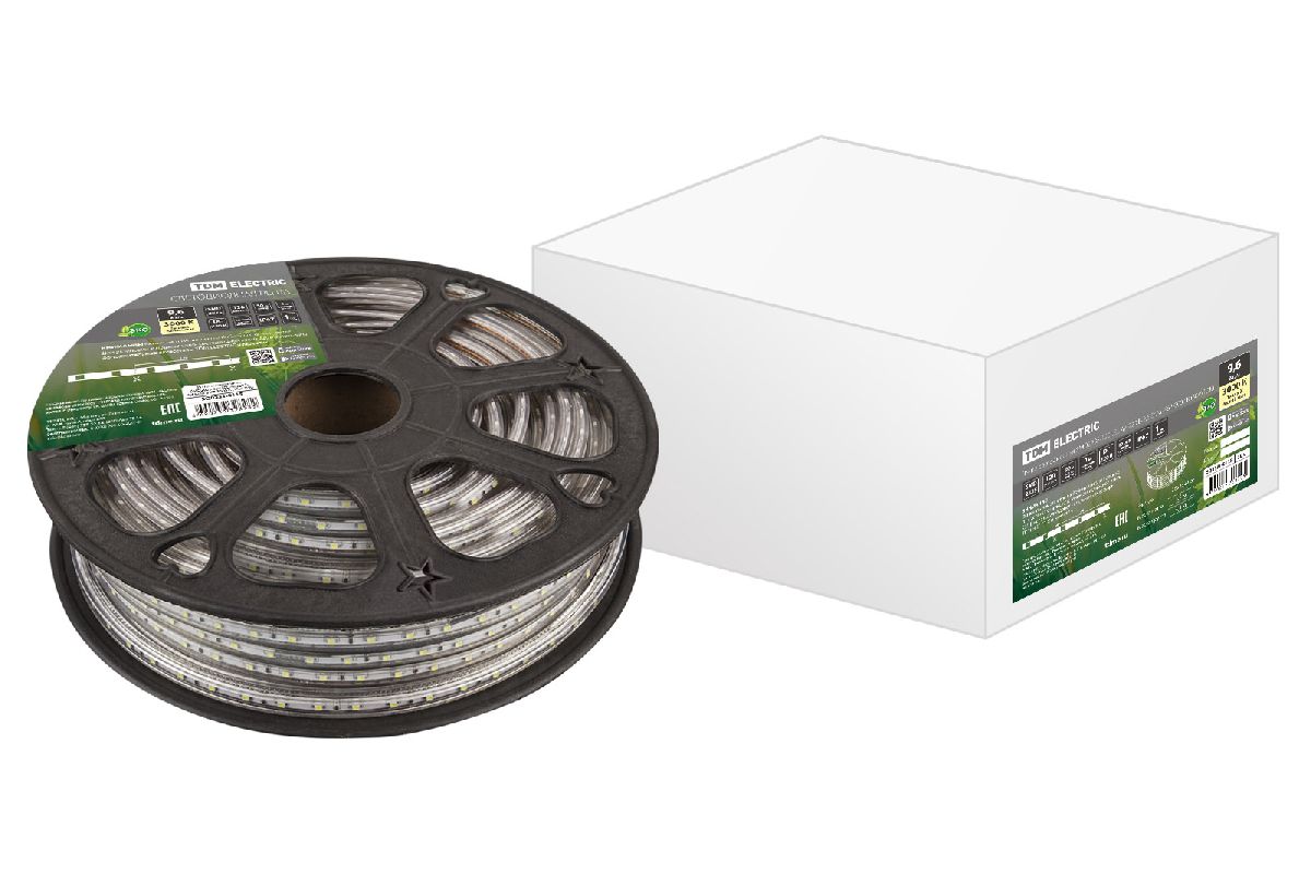 Светодиодная влагозащищенная лента TDM Electric 220В 2835 9,6Вт/м 3000K 30м IP67 SQ0331-0115