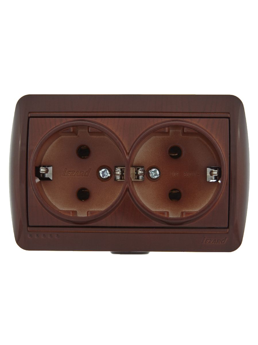 Розетка двойная с/з Lezard Nata 710-0600-127