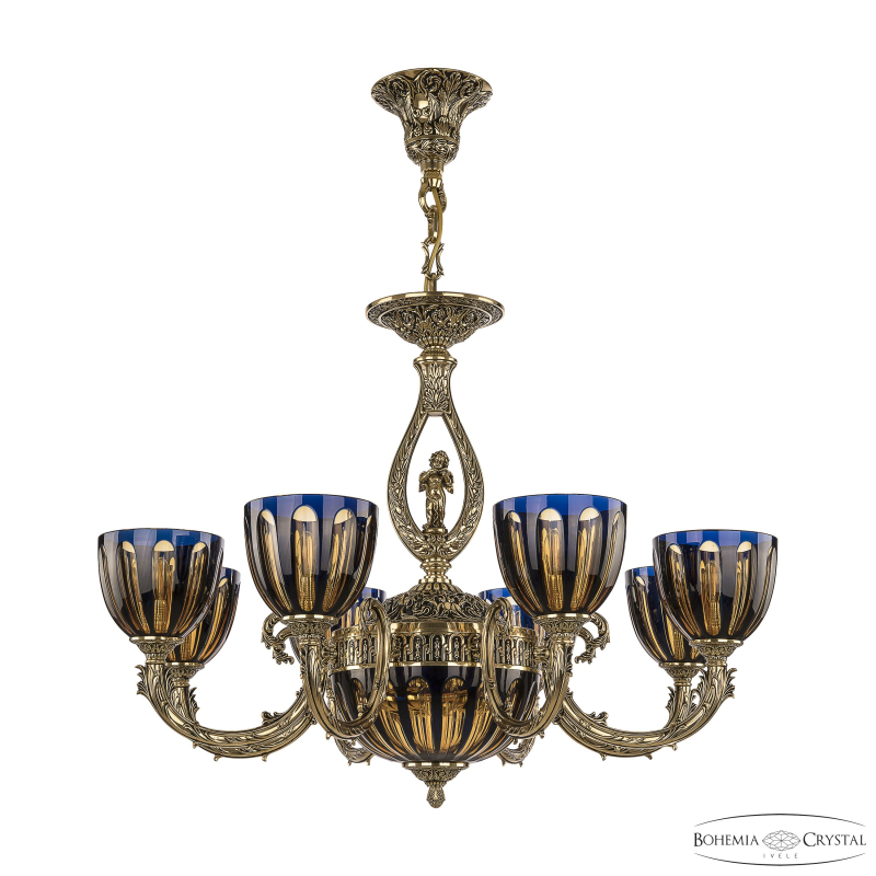 Подвесная люстра Bohemia Ivele Crystal Florence 71409P/8/210 GB P1 U Amber-Blue/H-1H FA4M
