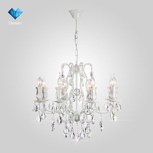Подвесная люстра Eurosvet Blossom 10077/8 глянцевый белый/прозрачный хрусталь Strotskis