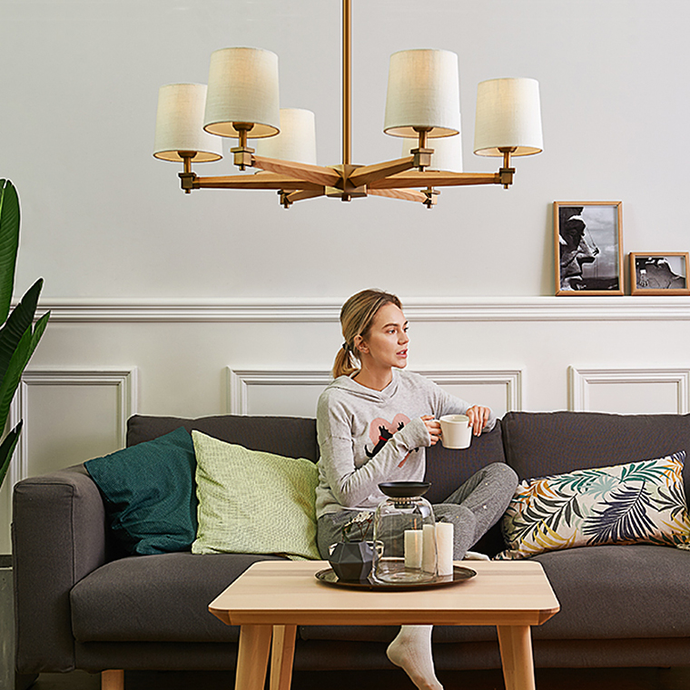 Люстра на штанге ImperiumLoft Stavra Jorgenson Beige/Light Wood 203573-26