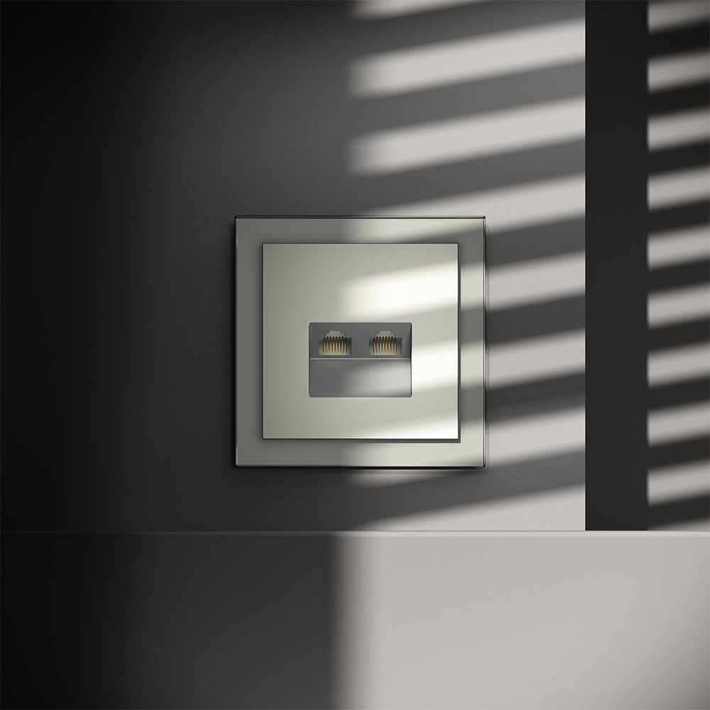 Розетка компьютерная двойная Voltum S70 VLS060205 (сталь)