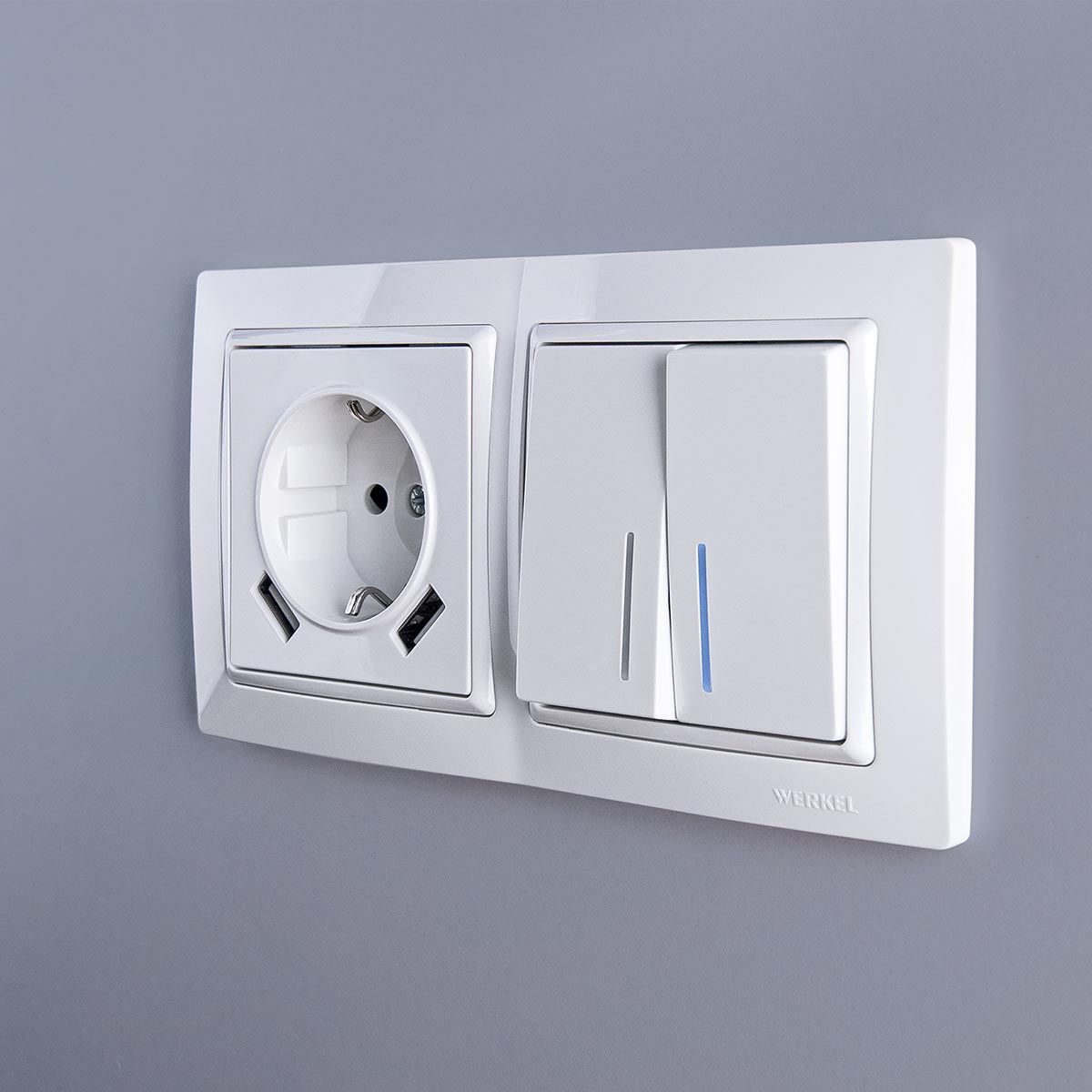 Выключатель Werkel двухклавишный проходной с подсветкой белый W1122101 4690389155222