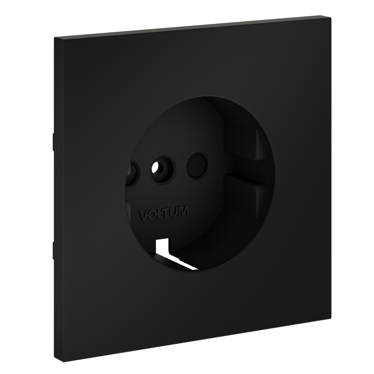 Накладка для розетки с заземлением и защитными шторками Voltum S70 (черный матовый) VLS000708
