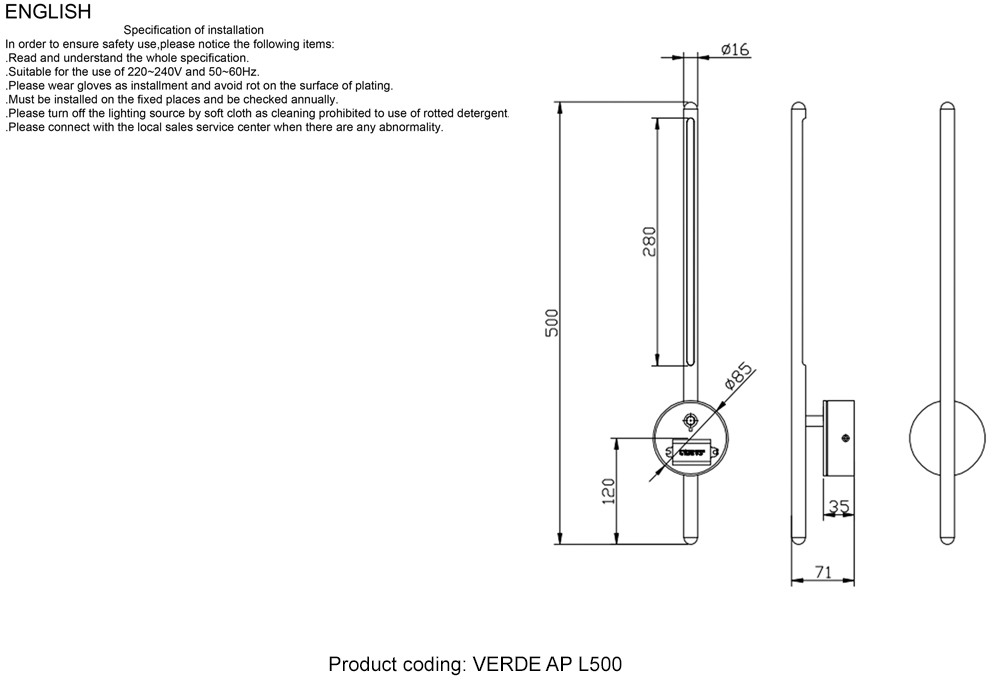 Настенный светильник Crystal Lux VERDE AP L500 GOLD NEW