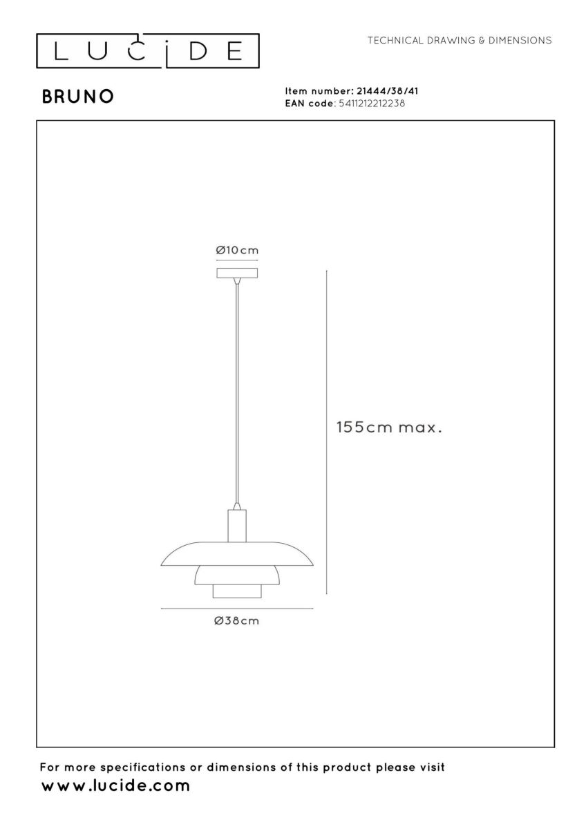 Подвесной светильник Lucide Bruno 21444/38/41