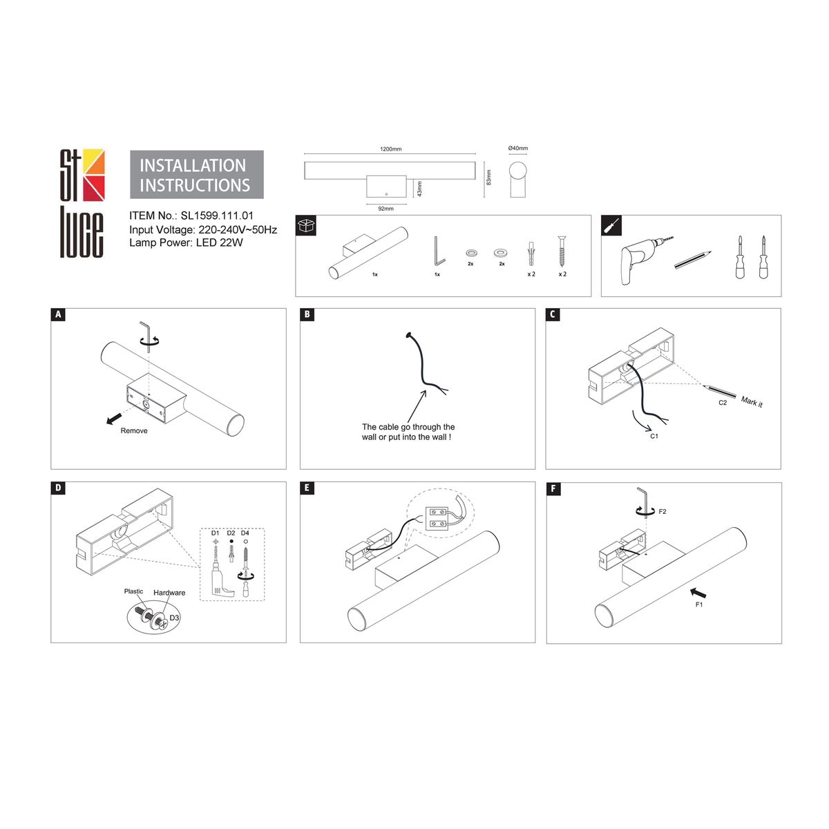 Настенный светильник ST LUCE CURRA SL1599.111.01