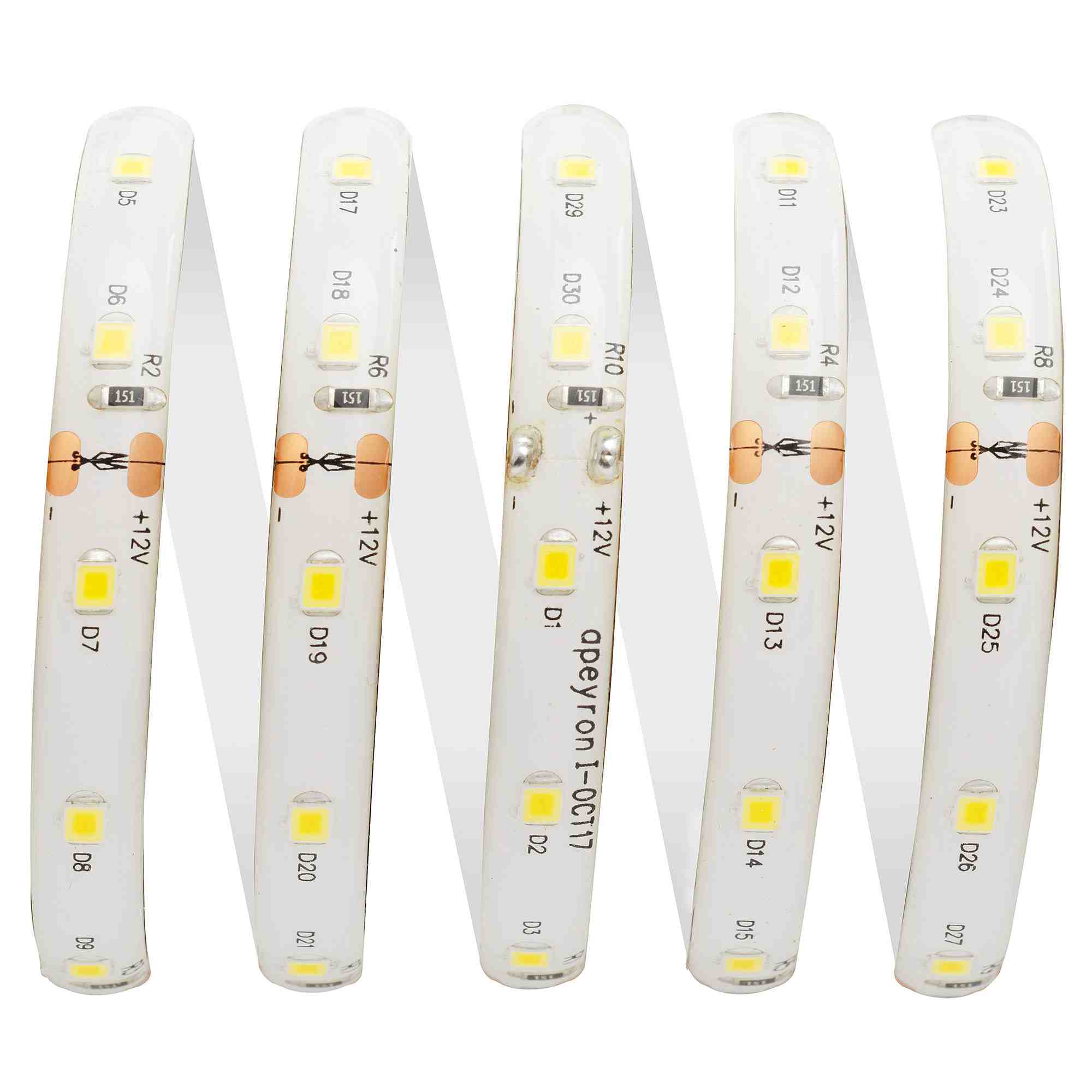 Светодиодная лента Apeyron 12В СТ 4,8Вт/м smd3528, 60д/м IP65 280Лм/м 5м 3000К 09BL