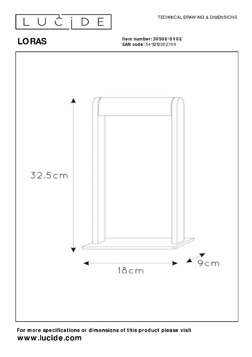 Настольная лампа Lucide Loras 30500/01/02