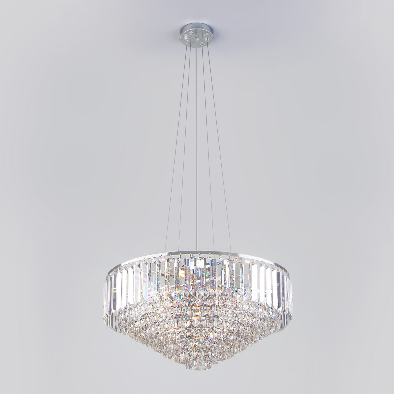 Подвесная люстра Eurosvet 10105/9 хром/прозрачный хрусталь Strotskis